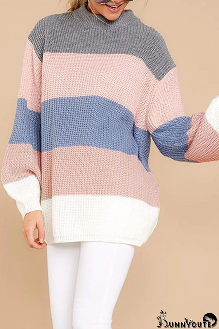 Multicolor Stitching Striped Sweater