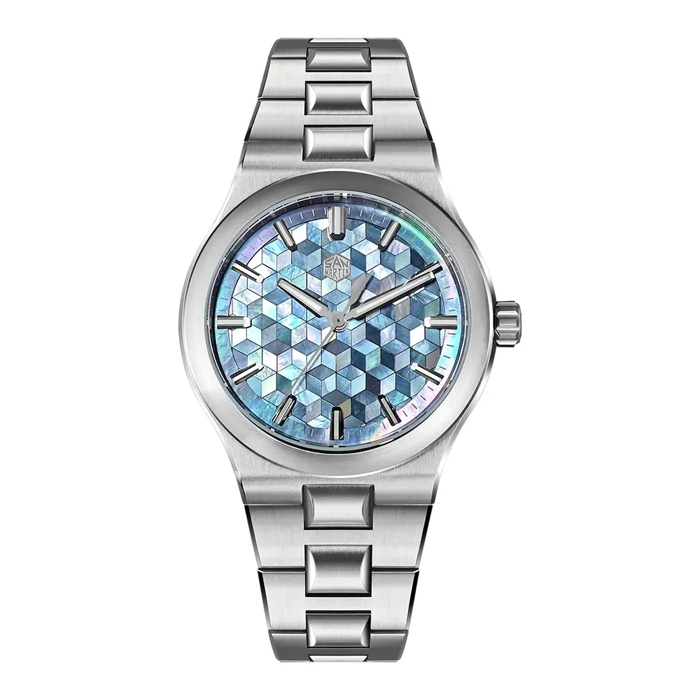 San Martin 40mm Miyota 90S5 Automatic Integrated Bracelet 3D MOP Dial Mechanical Watches SN0149 San Martin Watch San Martin Watch
