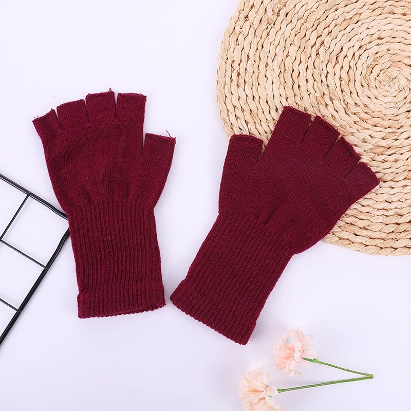 Winter Warm Half Finger Gloves Students Learn Open Finger Gloves Hot Long Half Gloves Factory Direct Sales