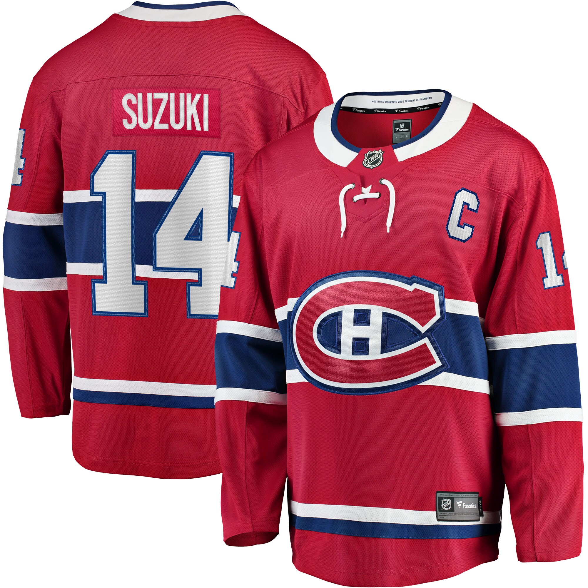 Nick Suzuki Montreal Canadiens Fanatics Home Captain Patch Breakaway   Jersey – Red mysite