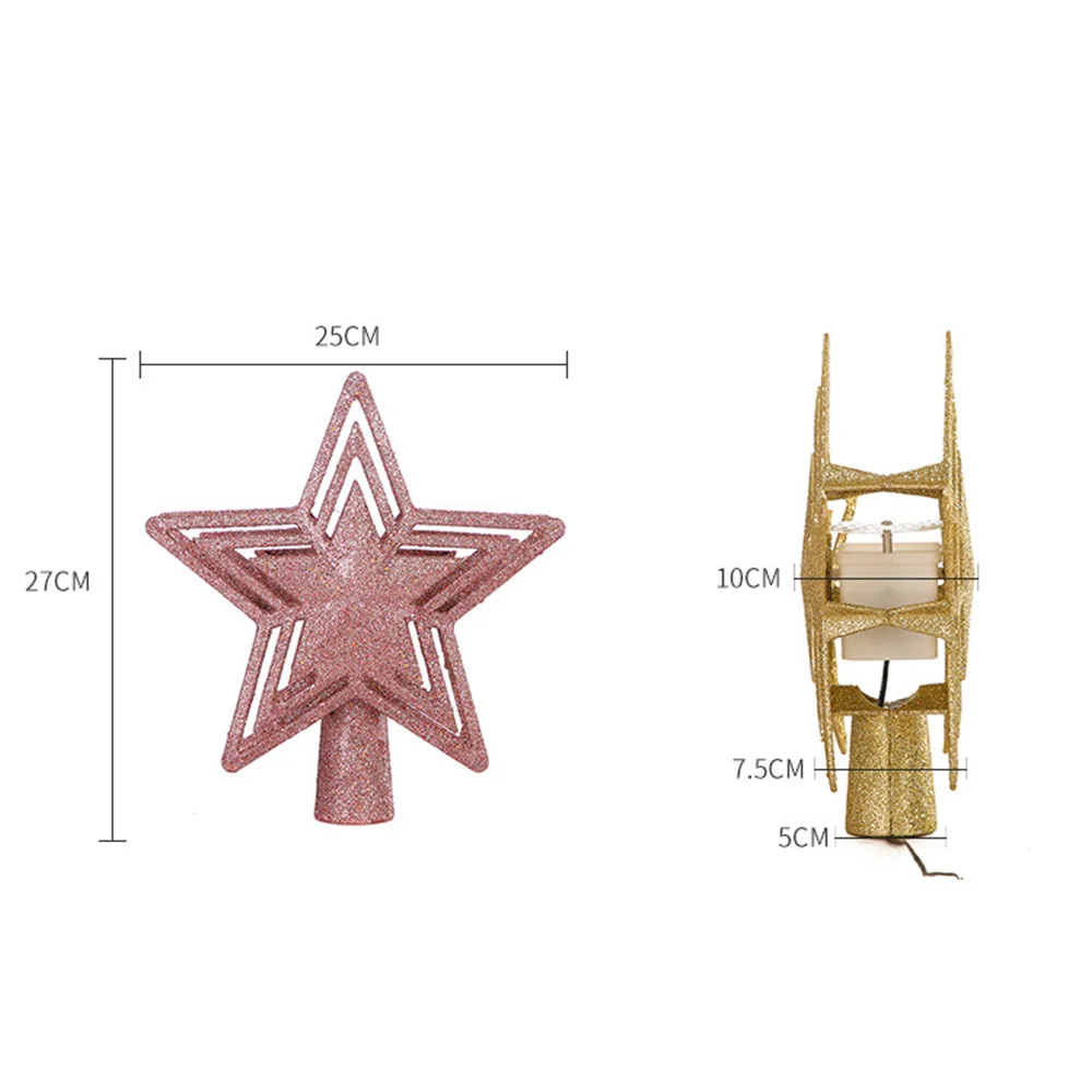 Tree top 3D pentagram rotating blizzard LED projection light