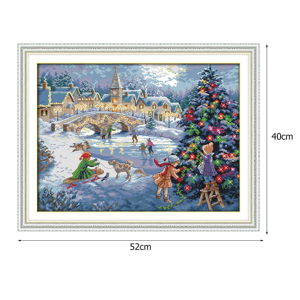 Christmas Series - 14CT Stamped Cross Stitch Kit(52x40cm)