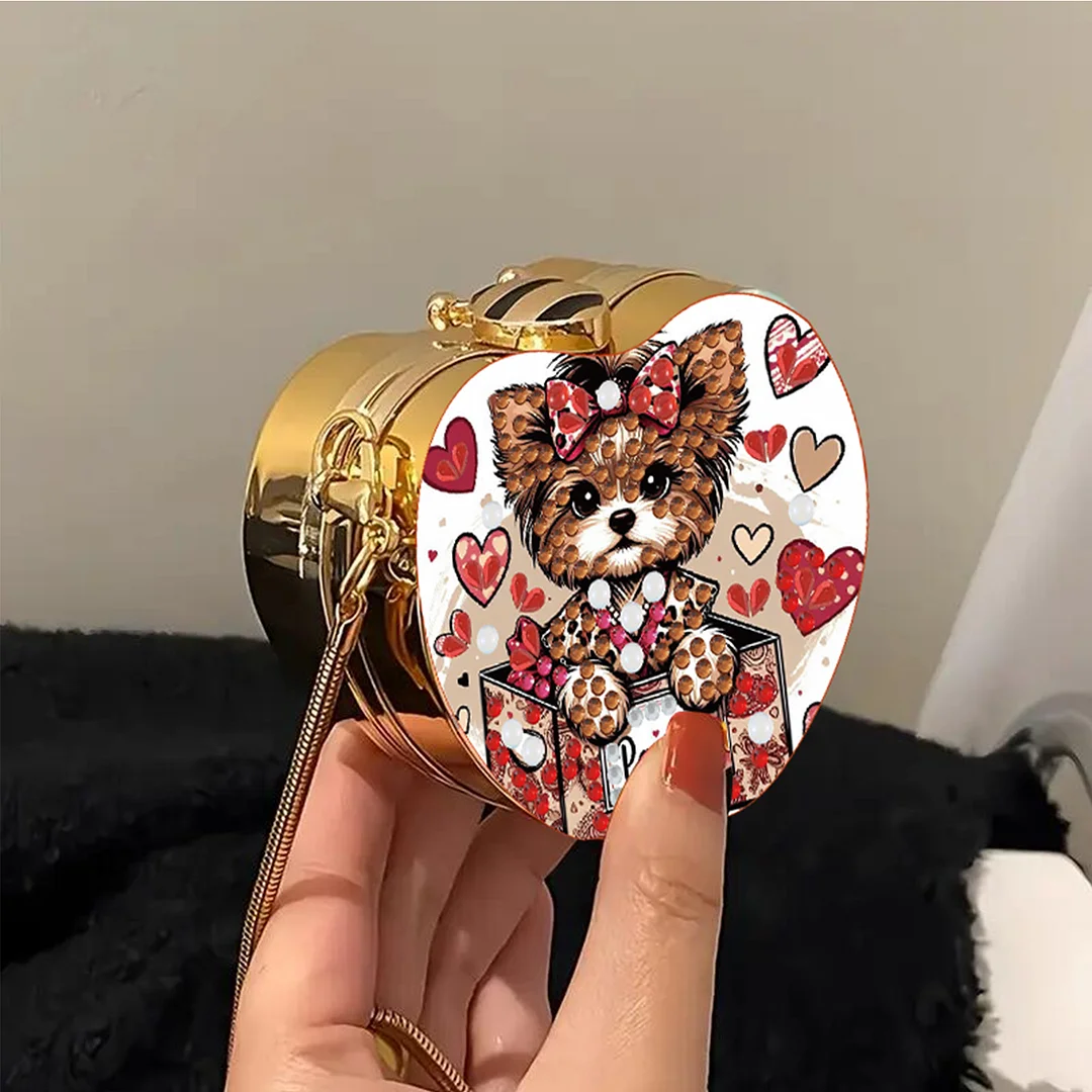 Dog DIY Acrylic Love Art Diamond Painting Coin Purse with Chain for Women Girl