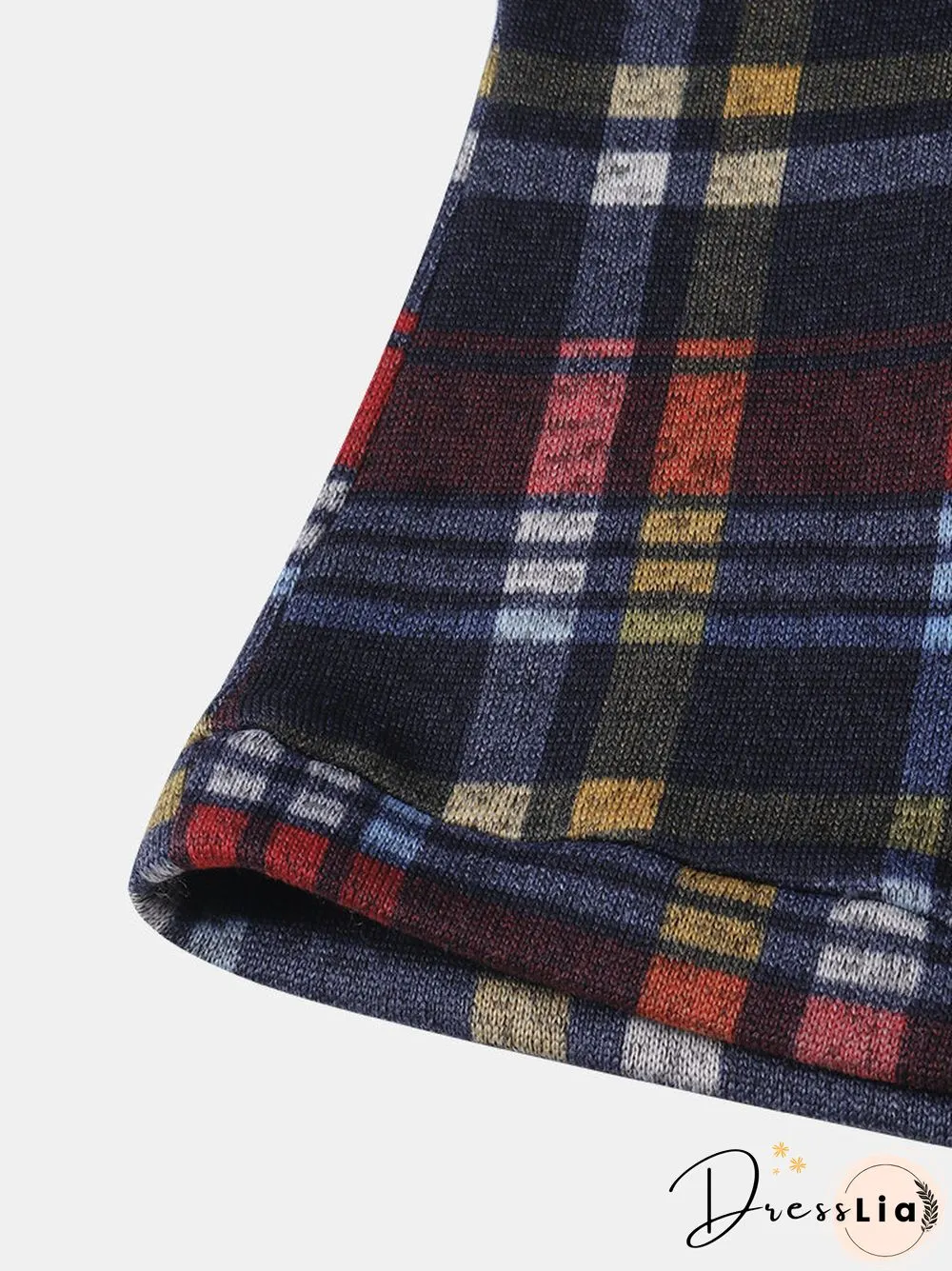 Color Plaid Print Long Sleeves O-neck Button Casual Coat For Women