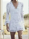 Backless Crochet Long Sleeves Mini Dress