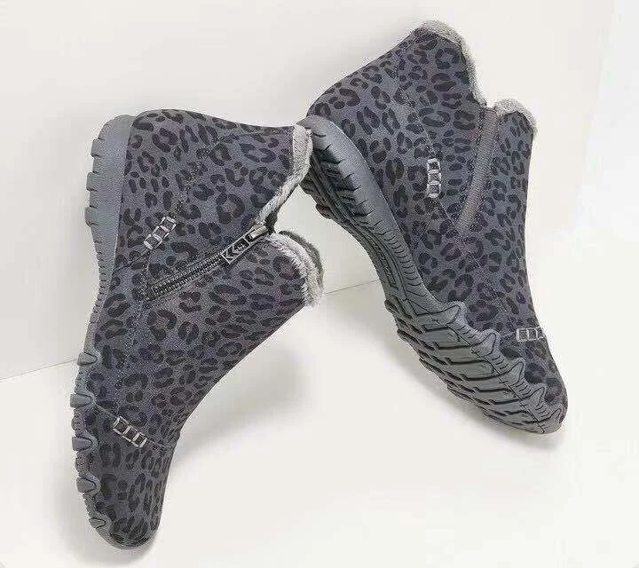 Winter Shoes Women 2021 Plus Velvet Warm Cotton Boots Casual Snow Boots Women Size 43 Leopard Ankle Boots Botines Mujer