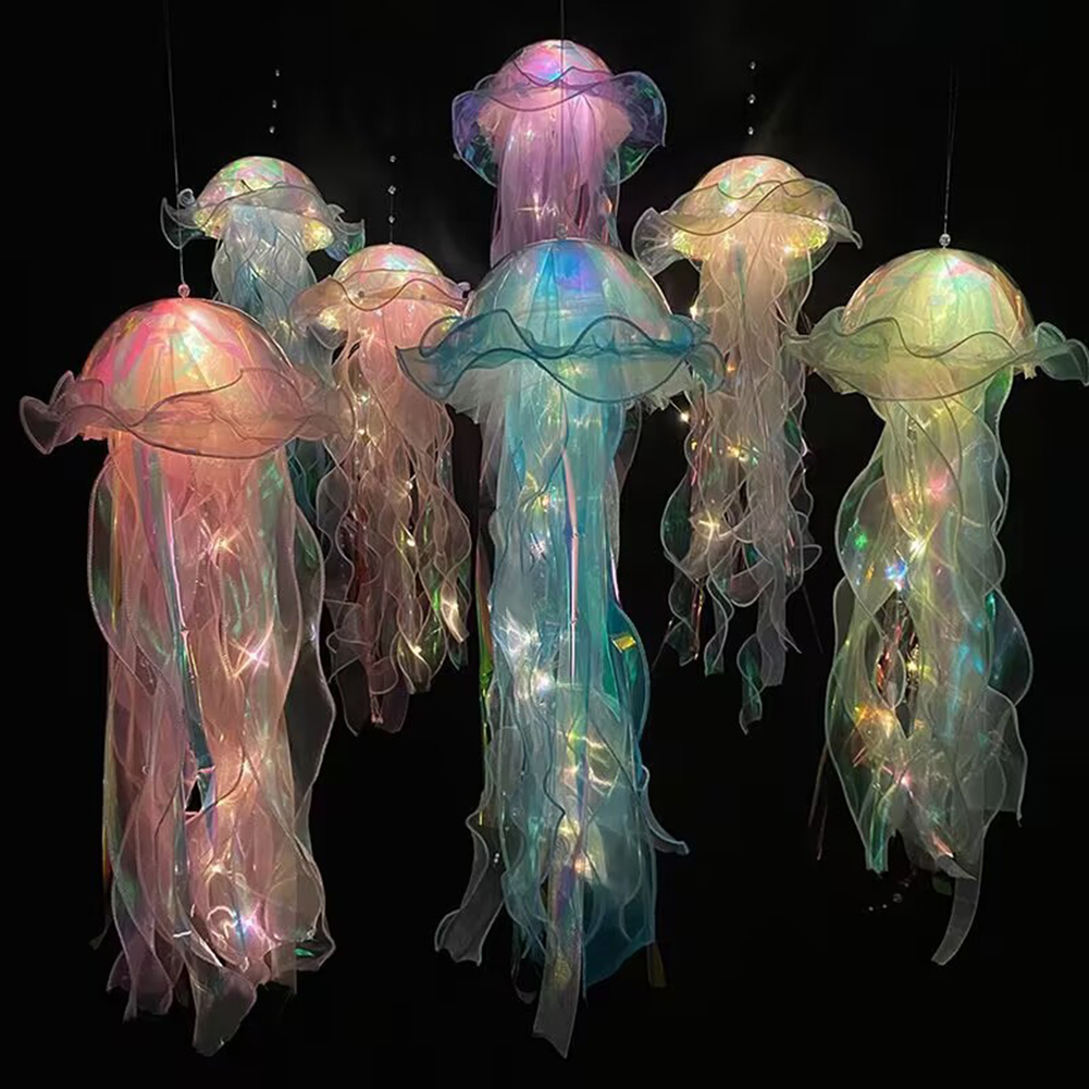 Tegooe DIY Jellyfish Lantern Kit - Colorful LED Night Light for Mermaid Theme Decor