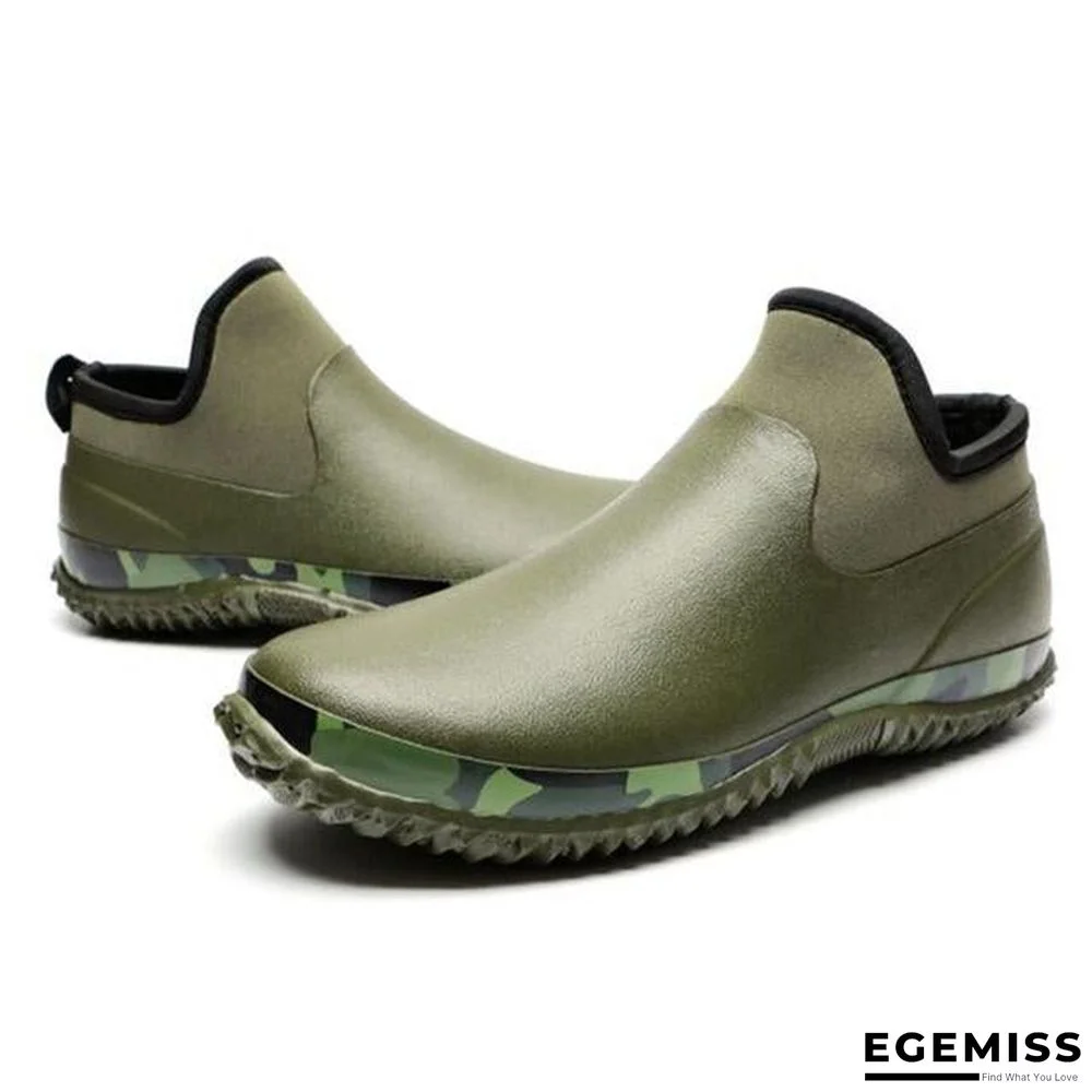 Men Ankle Rainboots Rubber Boots Slip On Casual Shoes Low Flats Rainboots Shoes | EGEMISS