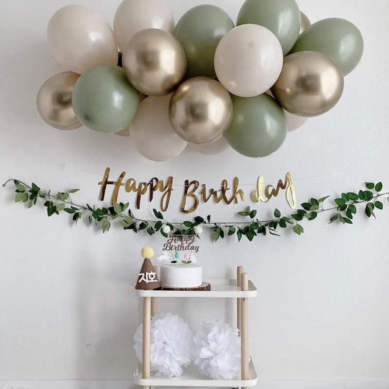 19pcs Bean Green Latex Balloons Garland Arch Kit Baby Shower Wedding Jungle Birthday Party Decorations Kids Helium Balloon Arch