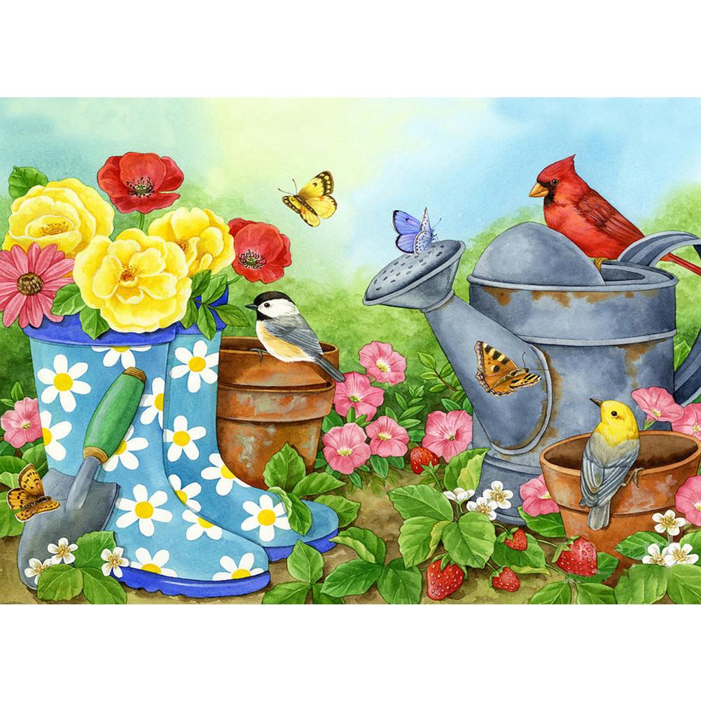 

40*30CM-Round Drill Diamond Painting-Kettle Bird, 501 Original