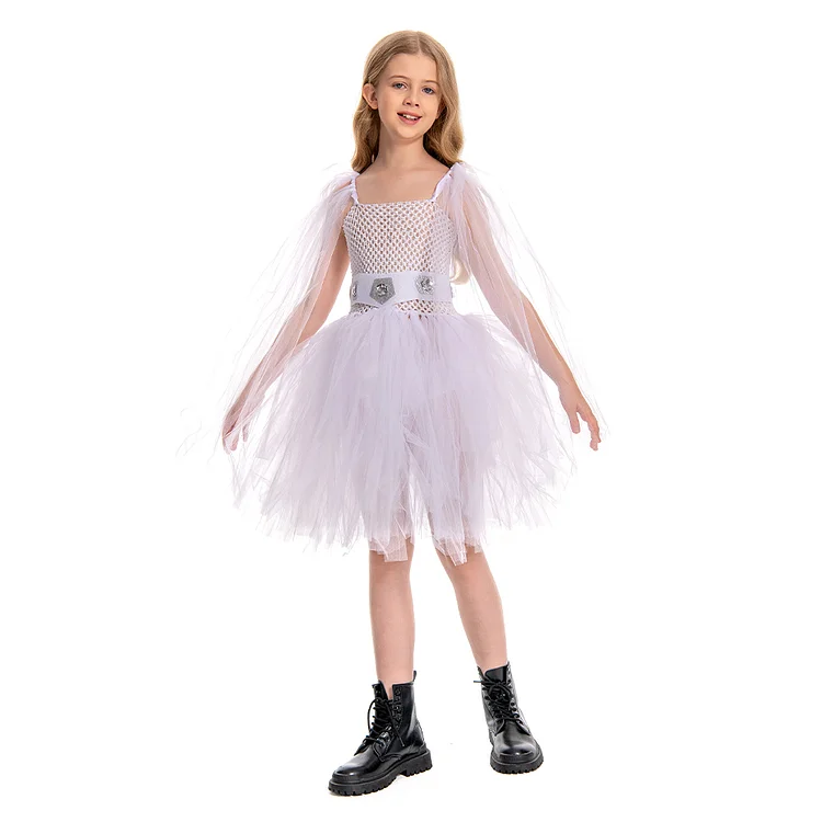 Kids Children Leia White Tutu Dress Outfits Cosplay Costume Halloween Carnival Suit
