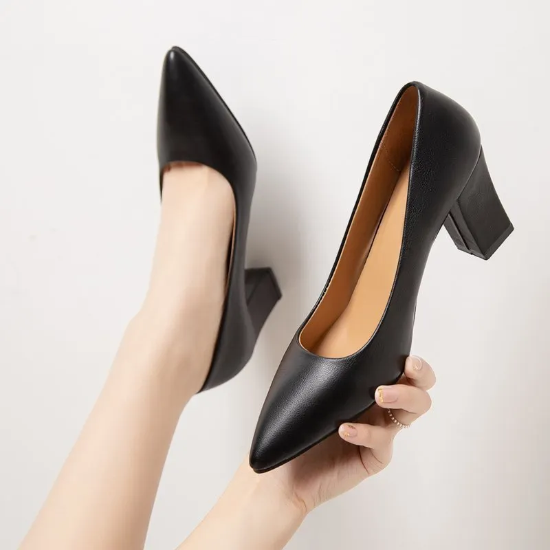 Breakj Breakj Heel High-Heeled High-Heeled Women's Comfortable Work Etiquette Business Dress Korean Version Of Pure Leather Shoes Four Seasons