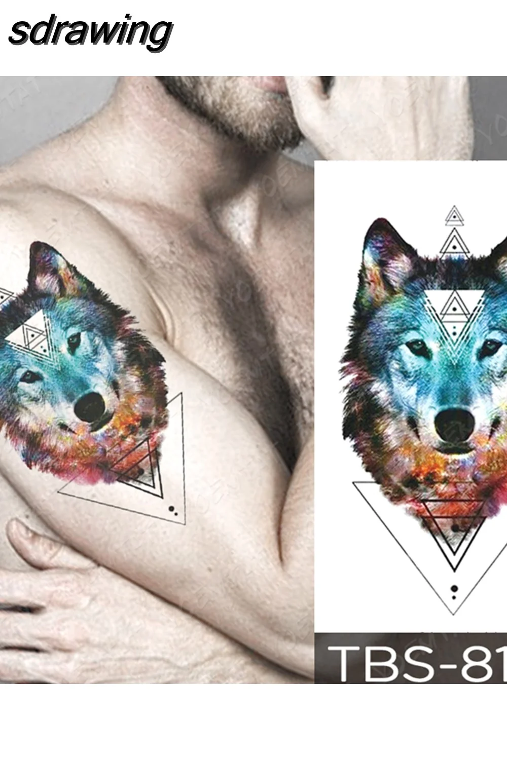 sdrawing Temporary Tattoo Sticker Yin Yang Dragon Feather Wings Flash Tattoos Wolf Totem Body Art Arm Fake Tatoo Men