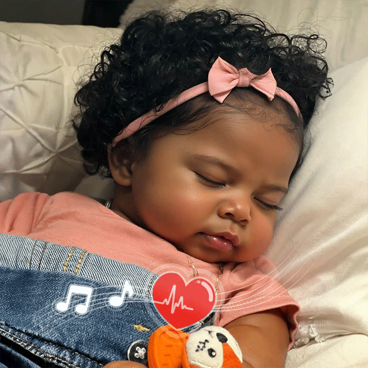 [New Series!] 20" Lifelike African American Handmade Hand Rooted Curly Black Hair Reborn Girl Doll Lerawa with Heartbeat💖 & Sound🔊