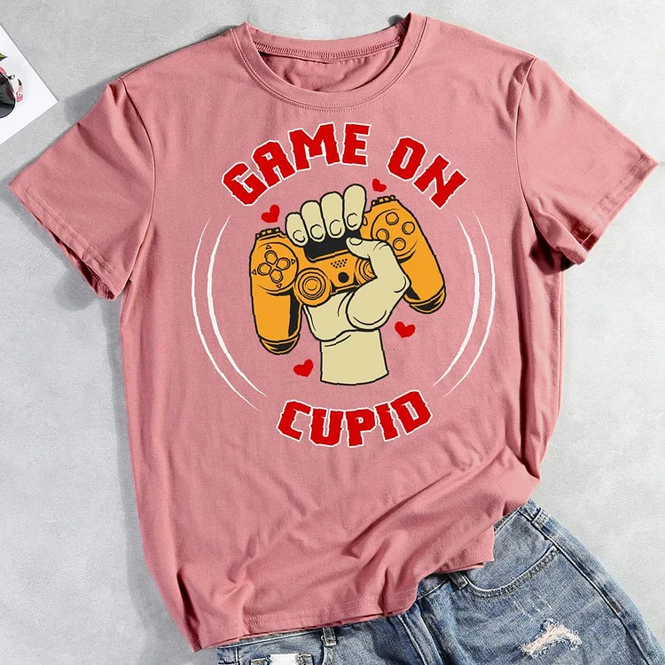 Game on Cupid Round Neck T-shirt