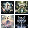 (US Only)4pcs Girl Printed Cross Stitch Kit 45x45cm DIY 11CT Thread Art Needlework Decor