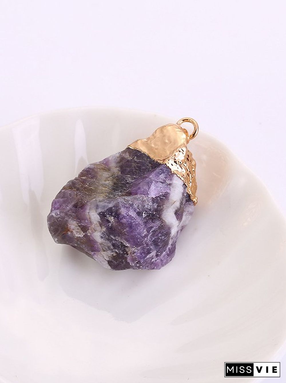 Natural Crystal Inlaid Gold Vintage Pendant DIY Jewelry Necklace Accessories