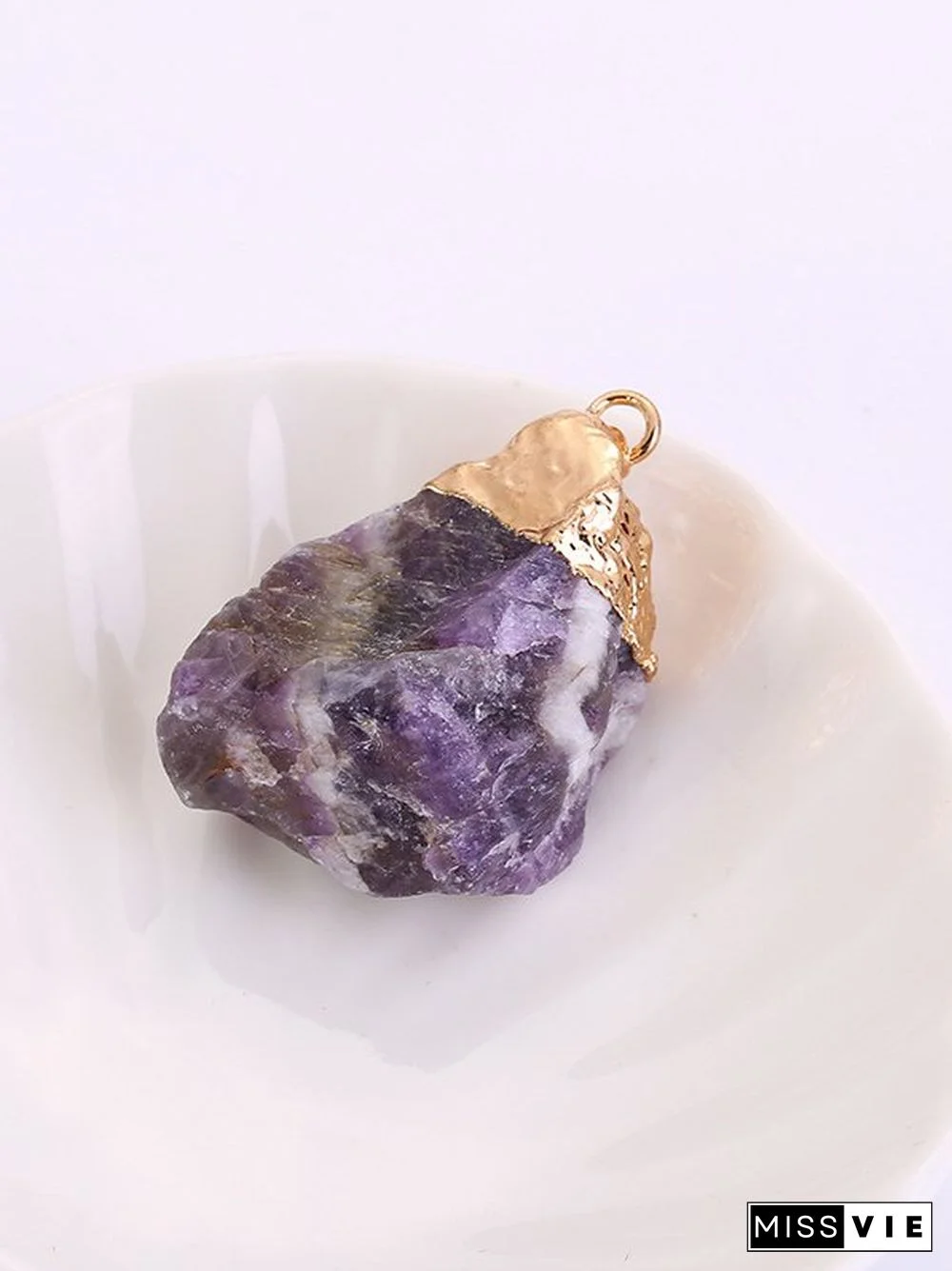 Natural Crystal Inlaid Gold Vintage Pendant DIY Jewelry Necklace Accessories