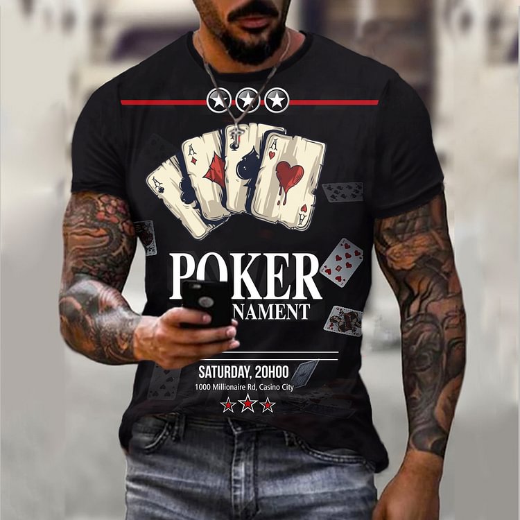 Men's Fashion Retro Poker T-shirt