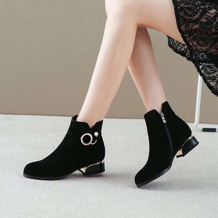 Comemore 2021 Women's Shoes Women Ankle Boot Low Heel Shoe Plus Size 43 Short Cow Suede Female Shoes Ladies Autumn Winter Boots