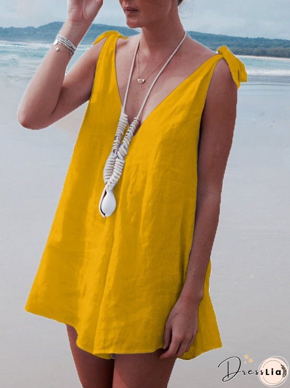 Women's Jumpsuits Deep V Neck Tie Casual Jumpsuit