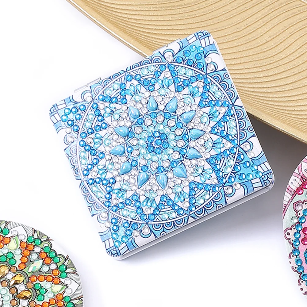 DIY Diamond Painting Makeup Mirror Mandala Pattern Portable Pocket Mirror