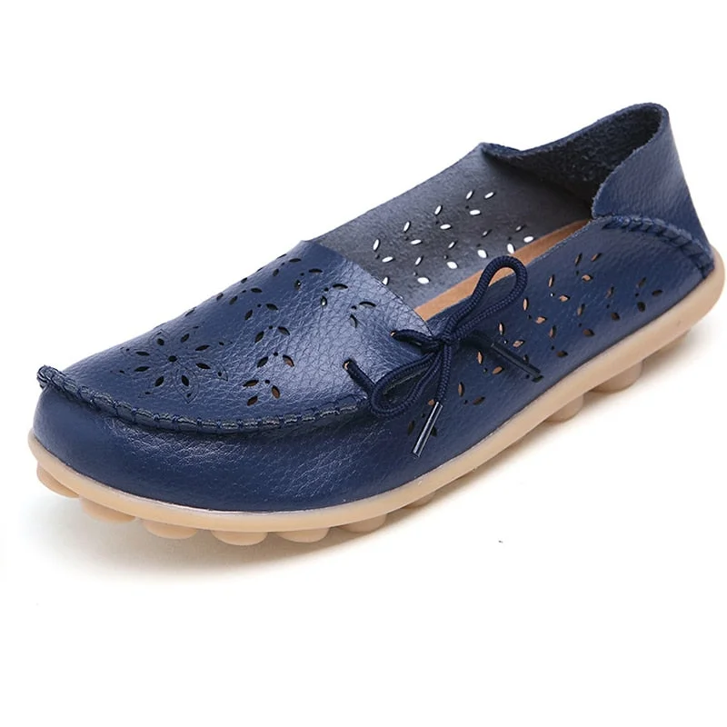 Women's Ballet Flats Genuine Leather Shoes Woman Slip On Loafers Flats Soft Oxford Shoes Casual Sapato Feminino Plus Size 44
