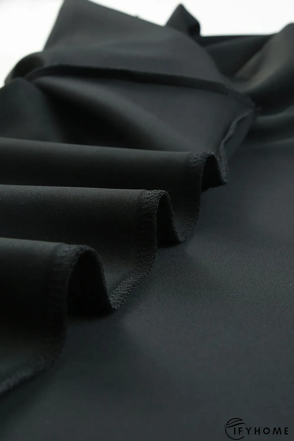 Black Plus Size Pleated V Neck Ruffle Hem Bodycon Dress | IFYHOME