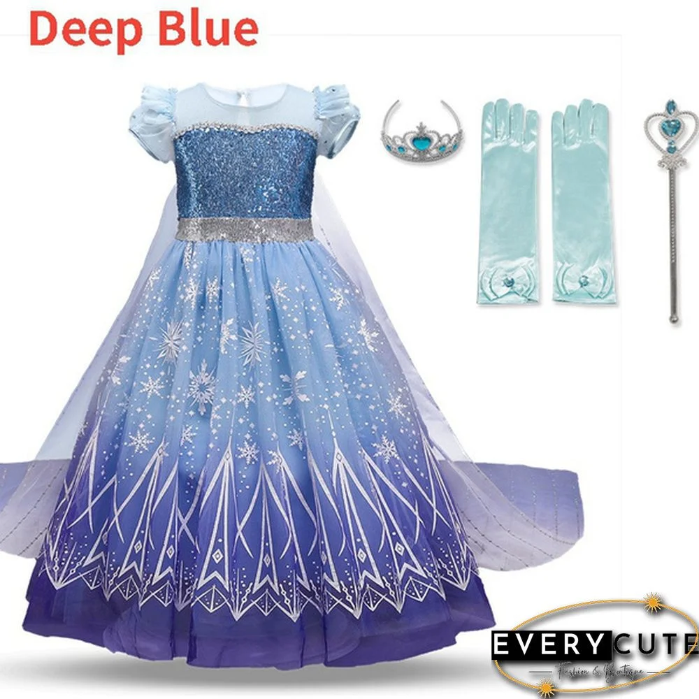 17 Styles Fancy Halloween Princess Cosplay Costume 4pcs Outfit with Accessories for 3-10 Years Kids Girls