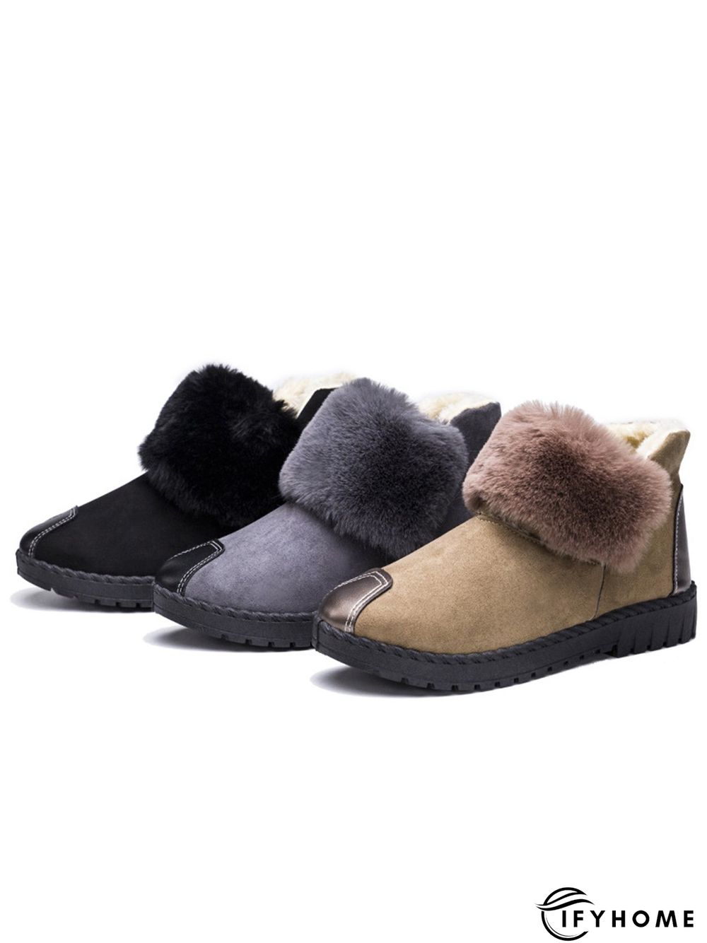 Casual Anti-collision Stitching Plush Warm Snow Boots | IFYHOME