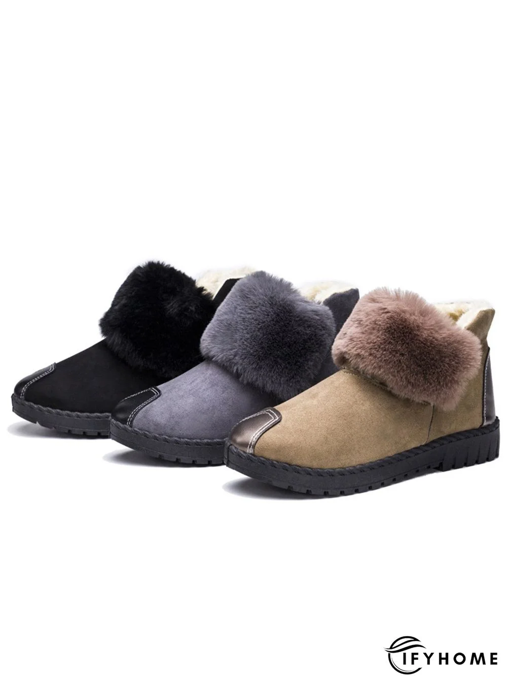 Casual Anti-collision Stitching Plush Warm Snow Boots | IFYHOME