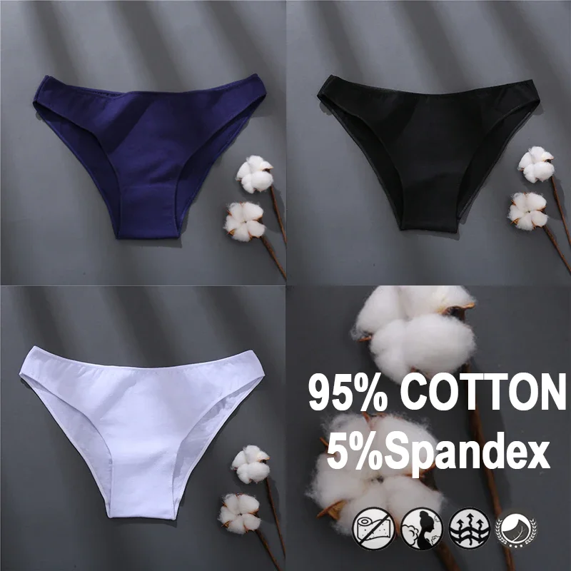 Billionm Women Sexy Cotton Panties Solid Color Underwear Simple Style Briefs Low Waist Breathable Panties Female Soft Intimates Lingerie