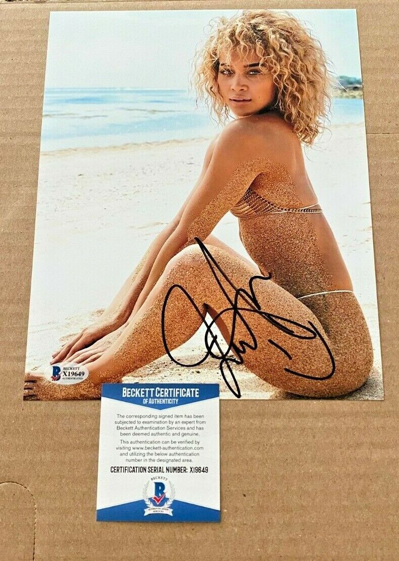 JASMINE SANDERS SIGNED S.I. SWIMSUIT MODEL 8X10 Photo Poster painting BECKETT CERTIFIED BAS