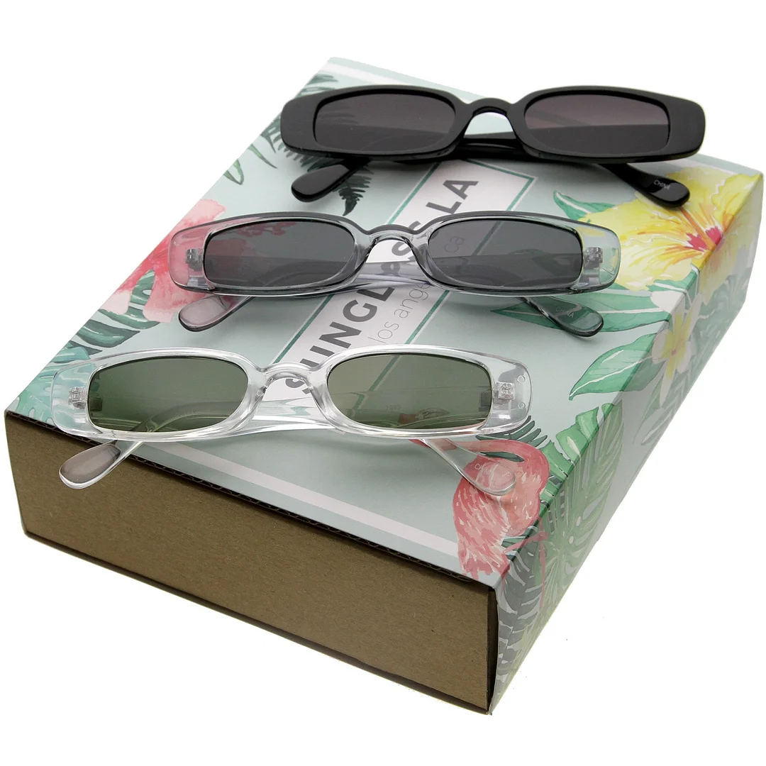 Extreme Thin Small Rectangle glasses Neutral Colored Lens 49mm