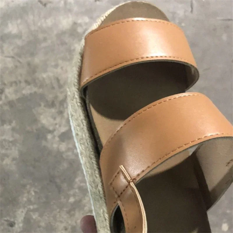 Breakj Women Sandals 2019 Platform Sandals Wedges Shoes Ladies Peep Toe Gladiator Sandalias Mujer Summer Shoes Linen Wedge Heel Sandals