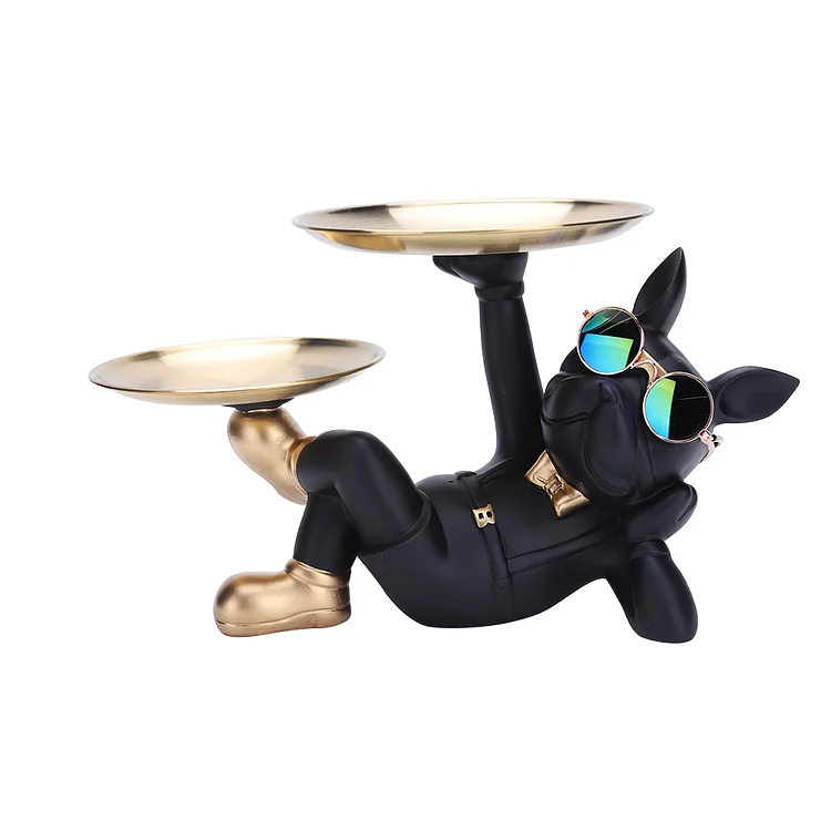 【Ornament】Home Decor Resin Ornaments-Dog Bulldog Tray gbfke