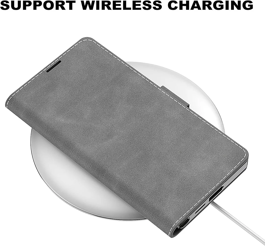 Flip Case for Samsung Galaxy S25 Ultra, Electroplated Leather Cover with Card Holder Magnetic Closure Shockproof Wallet Case,Black,S25 Ultra (S25 Ultra,Gray)