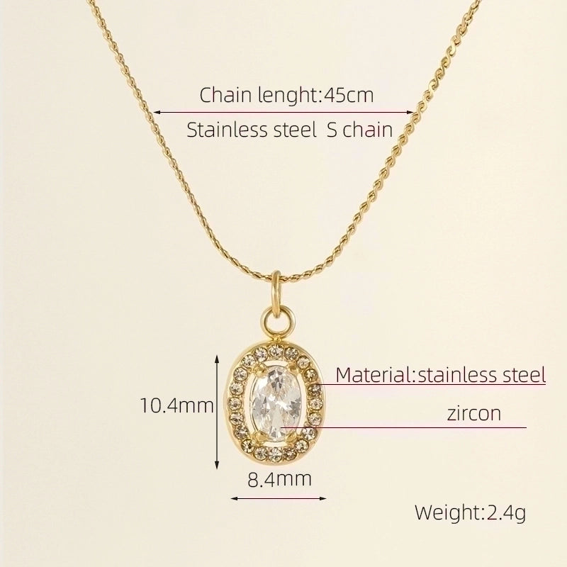 Stainless Steel 18K Gold Plated Glam Shiny Plating Inlay Sun Water Droplets Heart Shape Zircon Pendant Necklace