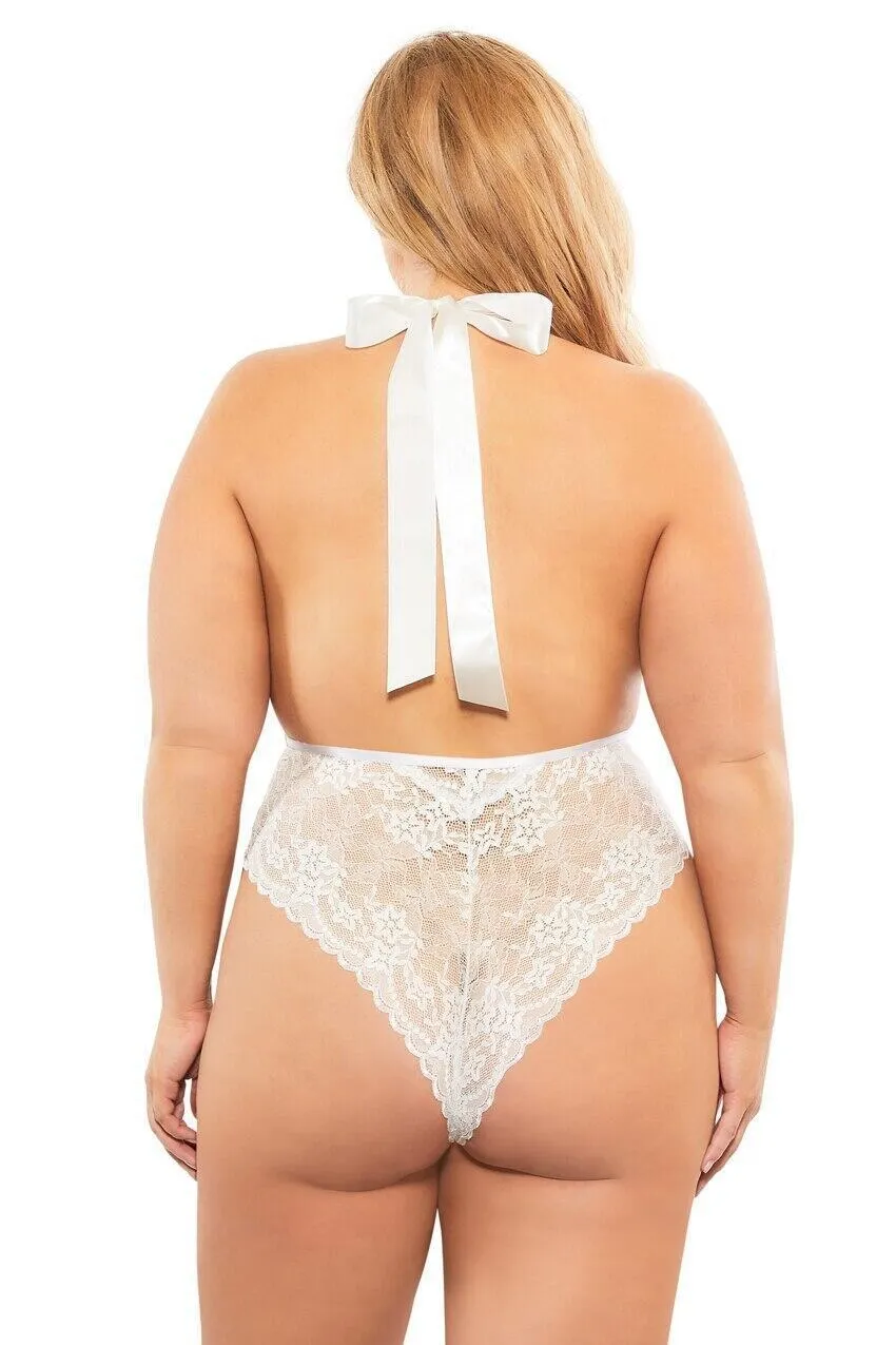 Churchf Sex Lingerie Large Size Women's Hanging Neck With A Conjoined Mesh Yarn Perspective Underwear