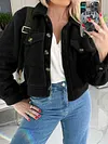 Urban Lambskin Solid Color Buttoned Lapel Collar Long Sleeves Outerwear