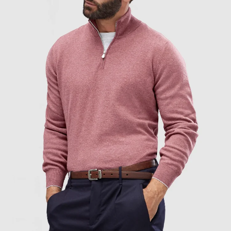 Men's Casual Zip Cashmere Basic Sweater