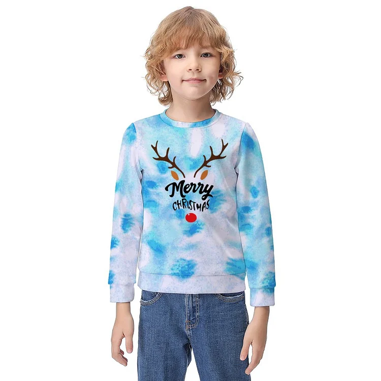 Pullover for Kids Tie-dyed Fabric2 Merry Christmas Jumper