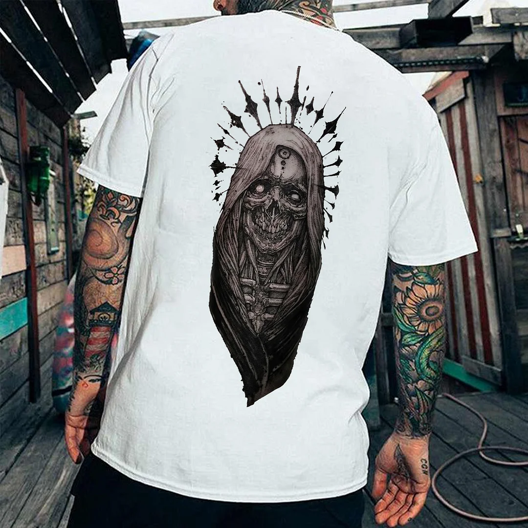 Horror Demon Skull  Printed Men's T-shirt -  