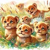 Diamond Painting -DIY Full Round Drill Lion Family(40*40 CM)
