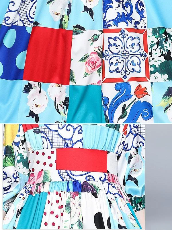 Fashion ancient polka dot print big swing dress