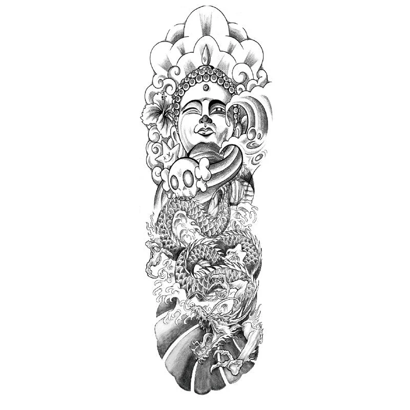 Sdrawing Tattoos Arm Sleeve Man Skeleton Hand Tiger Fish Fox Animal Stickers Supernatural Fake Tattoo Evil For Men Waterproof 1028-0