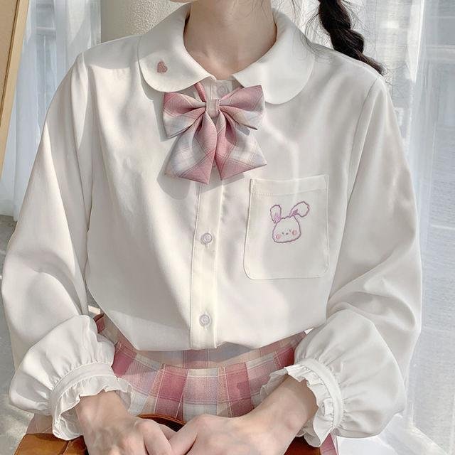 Autumn Women Harajuku Vintage Blouse Black White Goth Cute Streetwear Student Long Sleeve Down Collar Korean Fashion Shirts Tops - Shop Trendy Women's Fashion | TeeYours