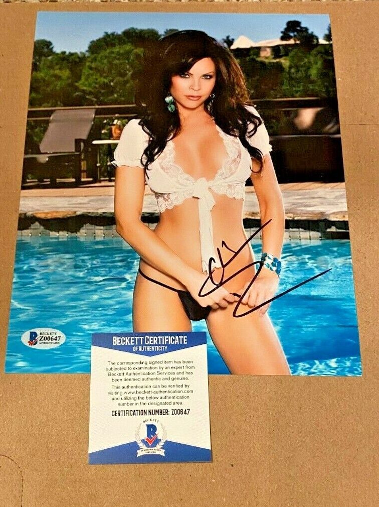 CHRISTA CAMPBELL SIGNED SUPER SEXY 8X10 Photo Poster painting BECKETT CERTIFIED