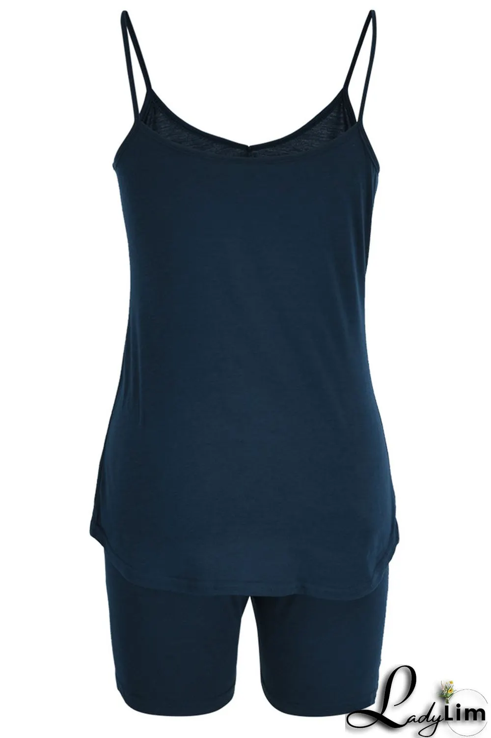 Purple Casual Solid Patchwork Spaghetti Strap Sleeveless Two Pieces