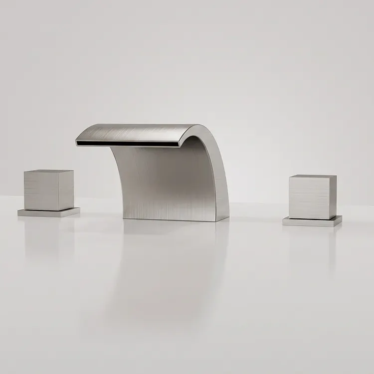  EVERSTEIN Waterfall Widespread Bathroom Sink Faucet Brushed Nickel, 3.75" H